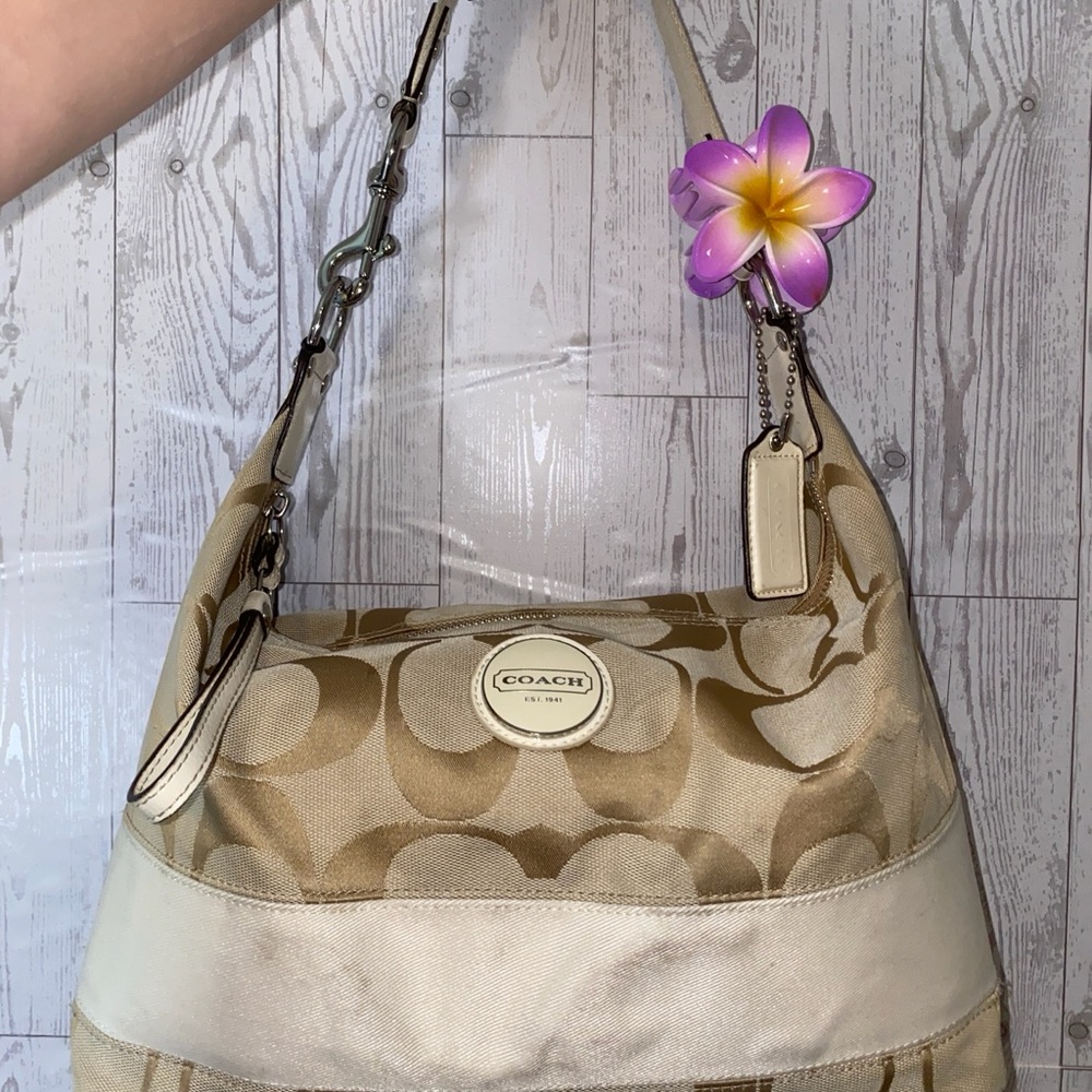 Coach Tan and Cream Shoulder Bag